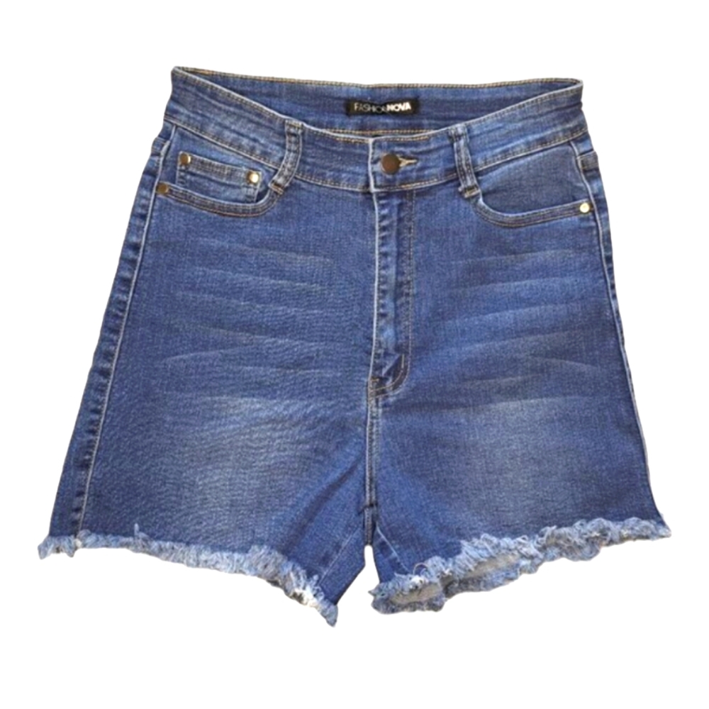 NEW Fashion Nova Weekend Lover Stretch Denim Raw Hem Jean Shorts Size 11